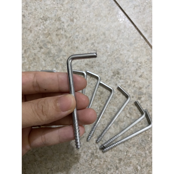 1 Cái Vít móc chữ L đủ các cỡ 4p, 6p, 8p, 10p, 12p dùng móc màn, móc đồ tiện dụng