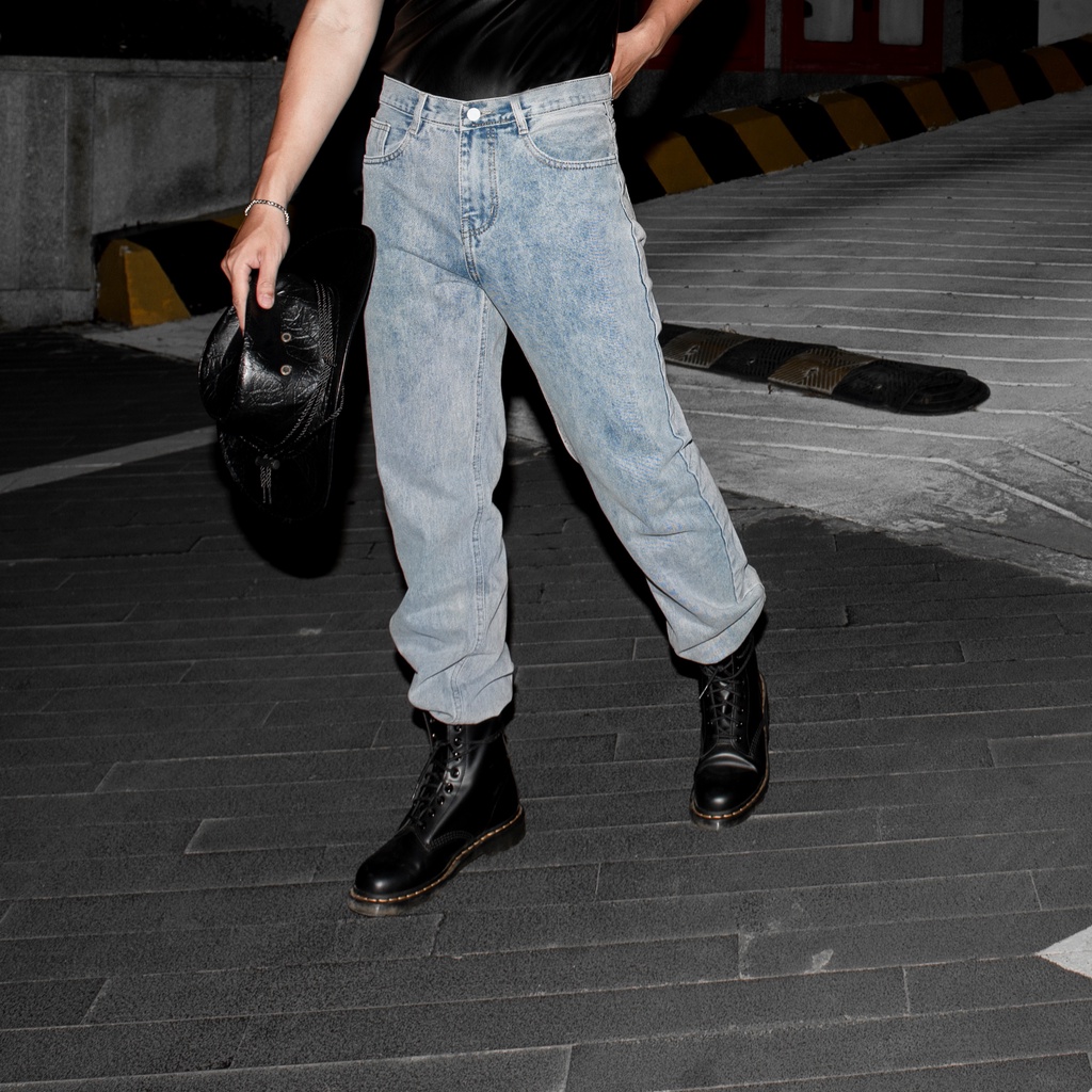 Quần jean nam thời trang cao cấp 🔥 Form rộng ống suông co giãn Elegance