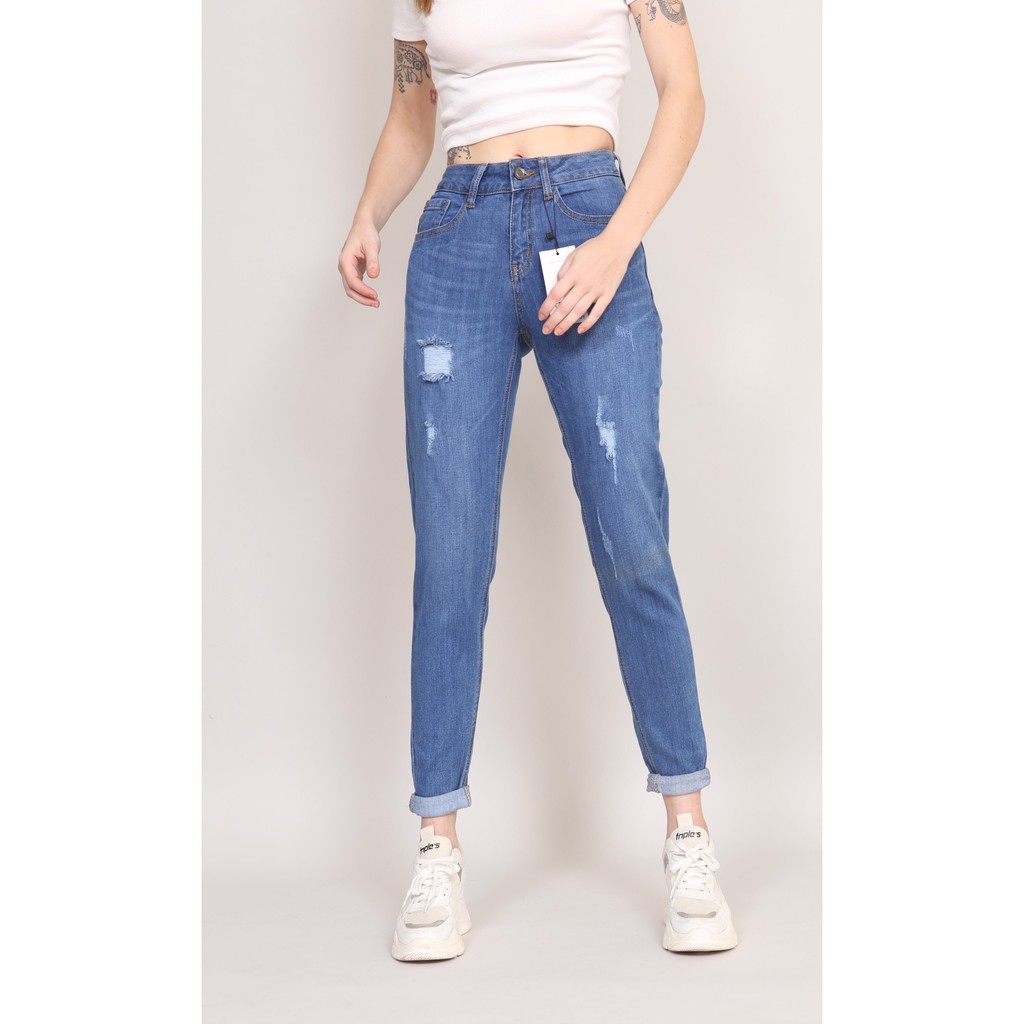 Quần Jean Nữ Boyfriend baggy Rách co dãn pk CT JEANS