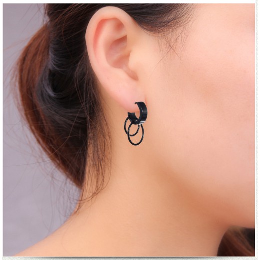 Khuyên tai Unisex Double Rings Earrings, Bông Tai Cá Tính (1 Chiếc)