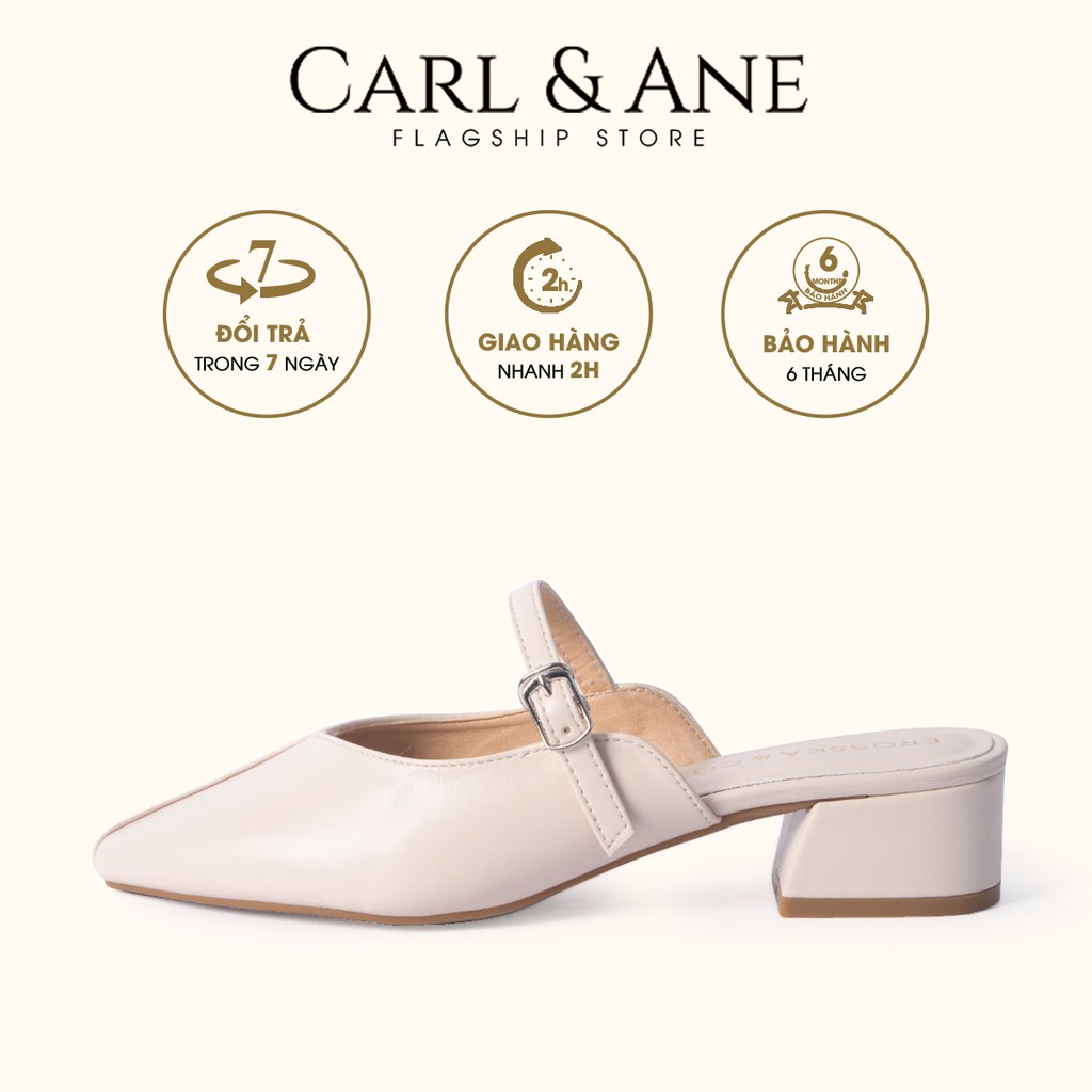 Carl &amp; Ane - Dép cao gót thời trang phối dây mảnh tinh tế cao 4cm màu kem - EL017