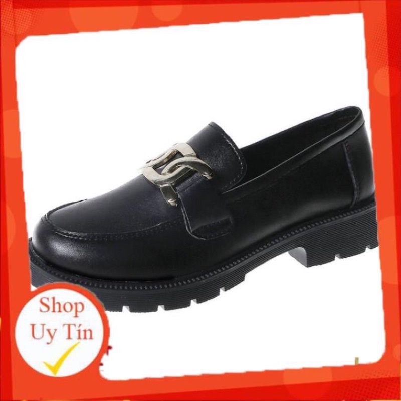 Giày ulzzang viền vàng hottrend 2021 2 màu đen bóng và đen nhám full size 36-39