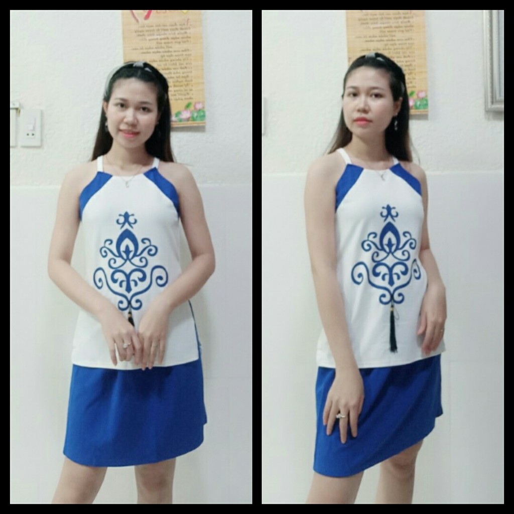 SET ÁO CỔ YẾM VÁY THUN CÁT HÀN GIÁ RẺ