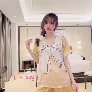 [BIGSIZE] bộ lụa satin quần đùi cổ tim mềm mịn mát