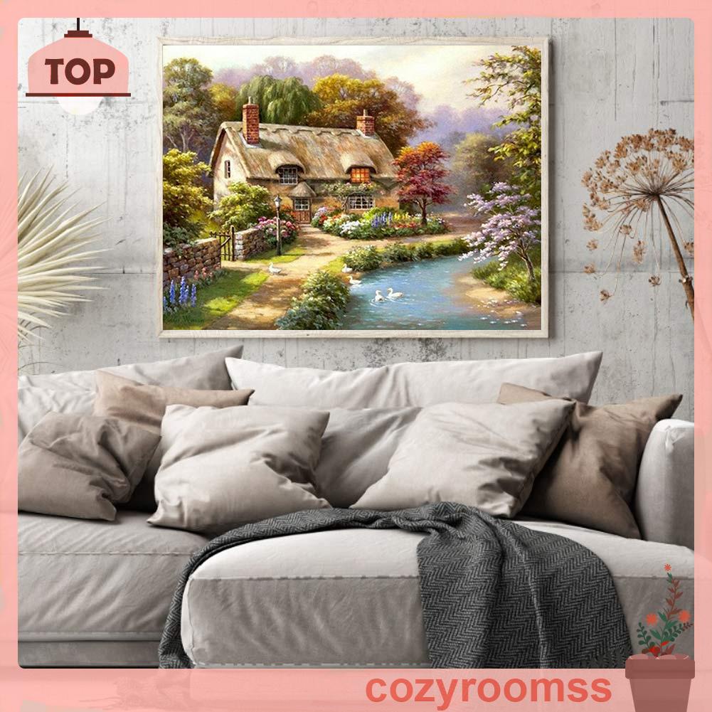 Bộ tranh thêu chữ thập DIY 11CT toàn bộ hình ngôi nhà dành cho trang trí
