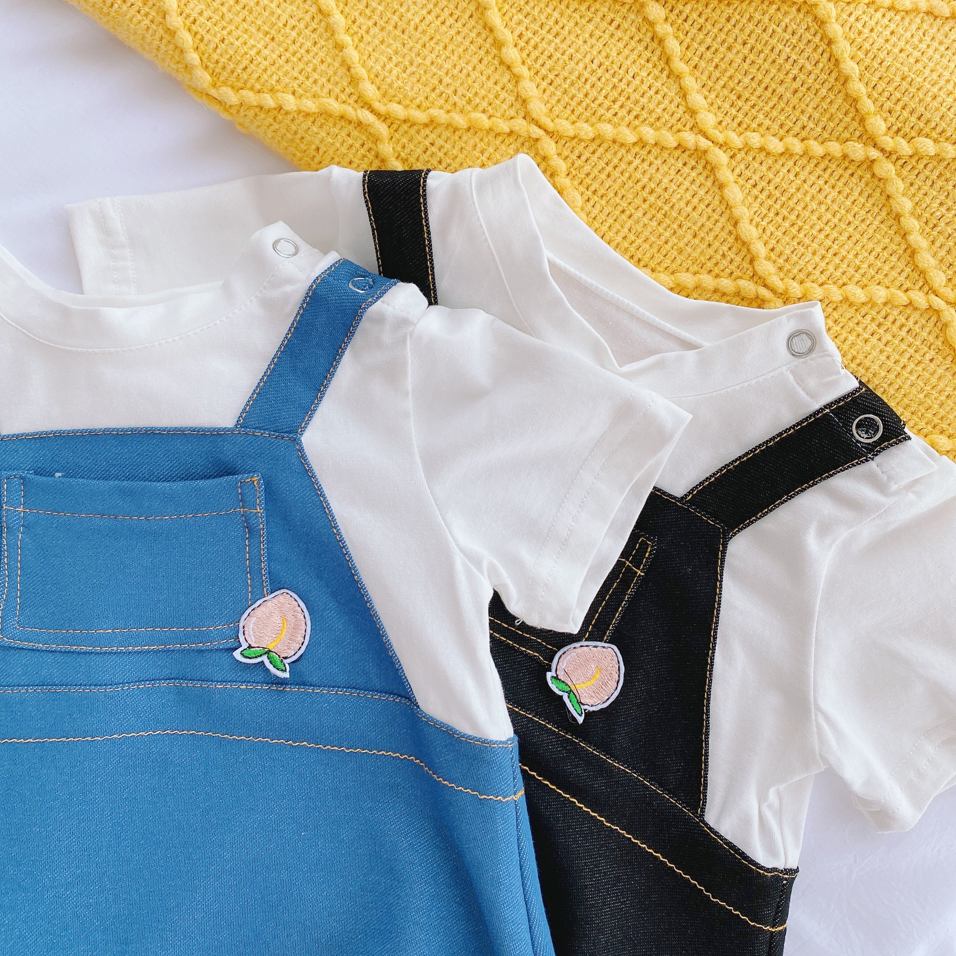 Áo liền quần phối vải denim thời trang mùa hè cho trẻ em từ 0-24 tháng tuổi