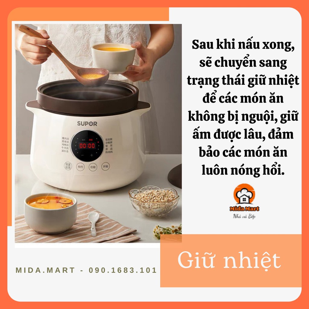 🔥 NỒI HẦM 4L ĐA NĂNG GIA DỤNG TIỆN ÍCH SUPOR DG40YC851 CHÍNH HÃNG BẢO HÀNH 6 THÁNG 🔥