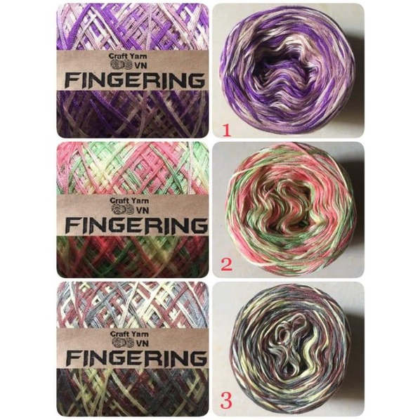 Cotton Fingering màu loang