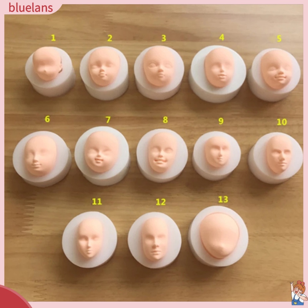 Bộ khuôn silicone làm bánh tạo hình mặt búp bê độc đáo