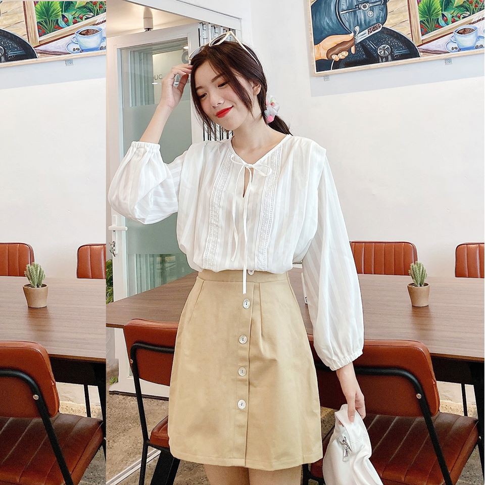 Chân váy xẻ nút _CVXN hangkao