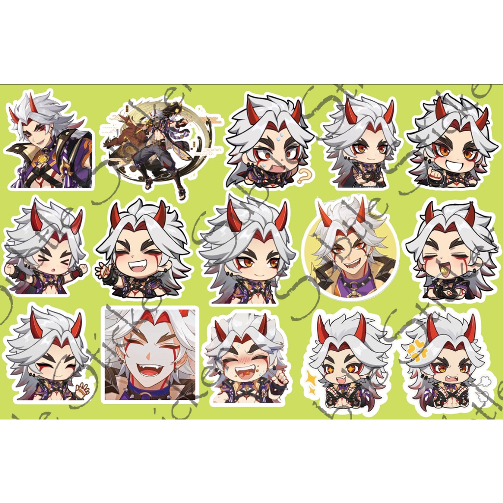 - Set 10/15 Sticker Itto / Arataki Itto game Genshin Impact  dán trang trí siêu đẹp