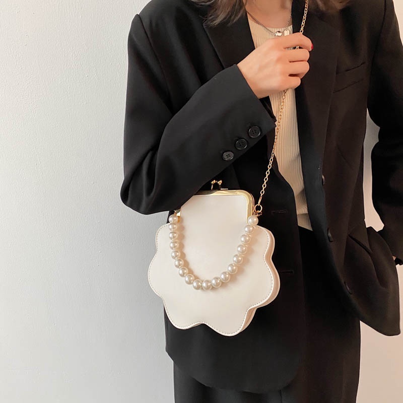 Túi đeo chéo JASMIN NOIR mini bằng da PU đính hạt ngọc trai nhân tạo thời trang mùa hè dành cho nữ 2021