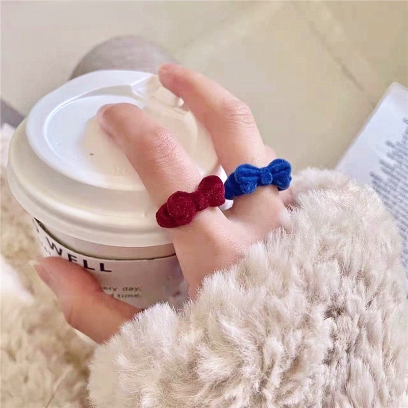 1 Nhẫn Đeo Ngón Trỏ Vải Nhung Màu Đỏ Rượu Dễ Thương Có Thể Điều Chỉnh