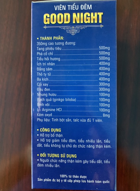 ✅ Viên tiểu đêm Good Night - Bổ thận, giảm tiểu đêm tiểu nhiều lần tiểu dắt tiểu không tự chủ
