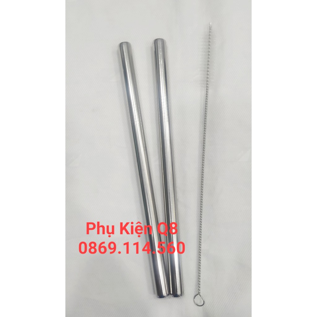 COMBO 2 ỐNG HÚT TRÀ SỮA INOX TRẮNG + CỌ RỬA