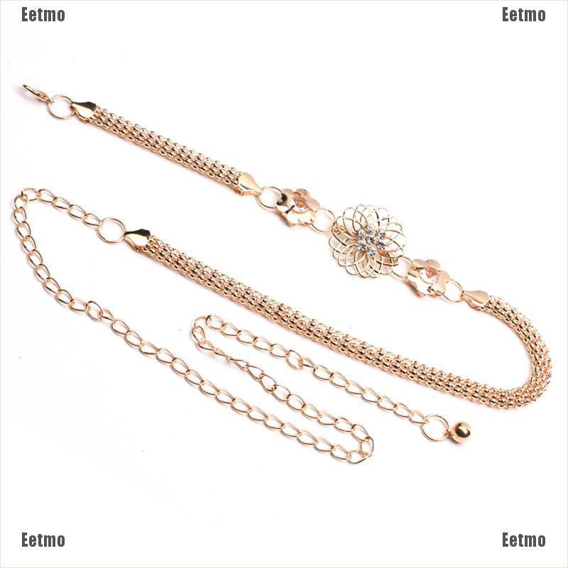 (Eetmo)Fashion Elegant Metal Waist Chain Belt Gold Buckle Body Chain Dress Belt