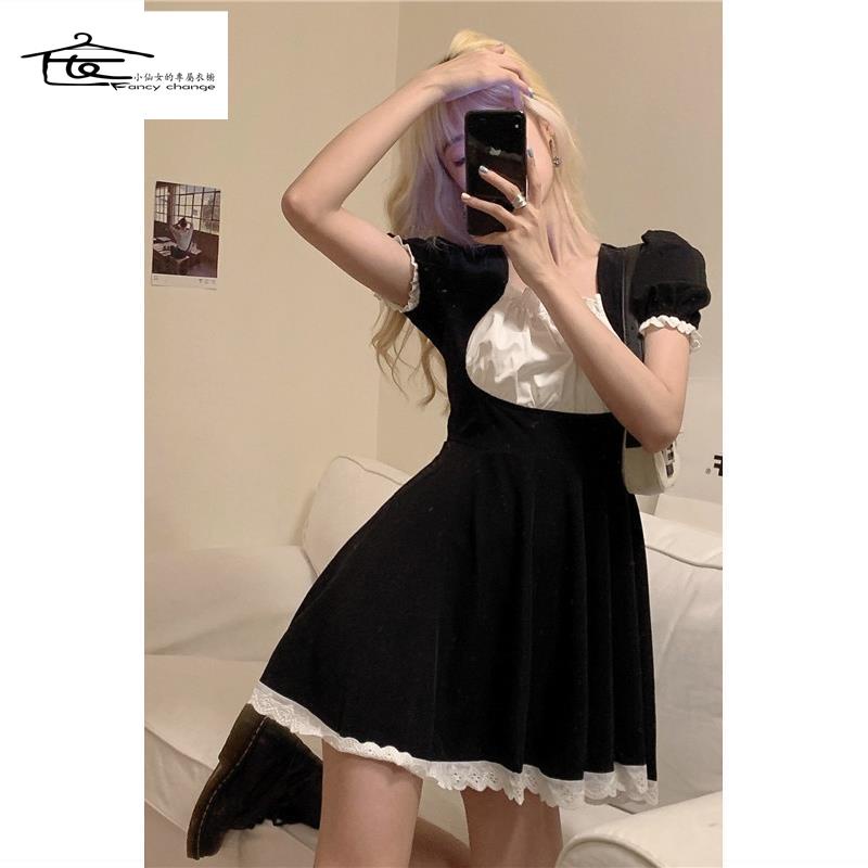 Đầm Cổ Vuông Màu Sắc Tương Phản Thời Trang Mùa Hè Dành Cho Nữ