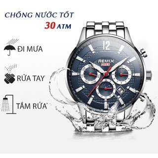 Đồng Hồ Nam REMIX Sang trọng – Dây Thép Không Ghỉ – Chống Nước Cực Tốt – Tặng Kèm pin dự phòng DH