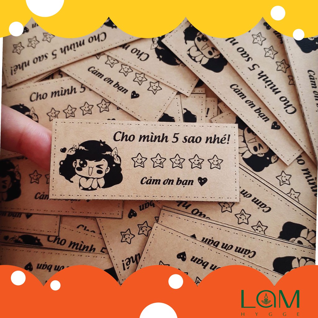 100 NHÃN DÁN STICKER XIN REVIEW ĐÁNH GIÁ 5 SAO - CHẤT LIỆU KRAF HANDMADE PHONG CÁCH VINTAGE