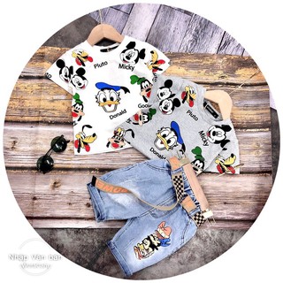 Bộ donal ( vịt)  2 màu xám trắng dành cho bé ( hàng qc)