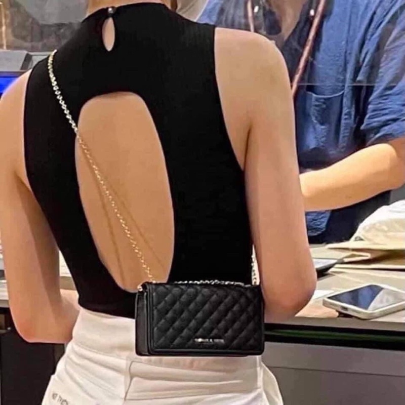 Túi kẹp nách dây xích CNK ô Trần Trám size 20cm da hạt, túi đeo chéo nữ hàn quốc cao cấp