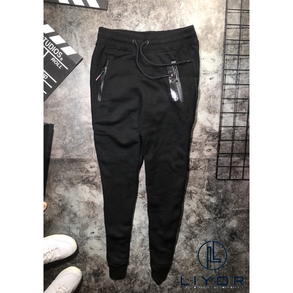 Quần dài nỉ Liyor thiết kế trơn dây kéo phù hợp với dáng người dưới 75kg (nhiều màu) - QND001