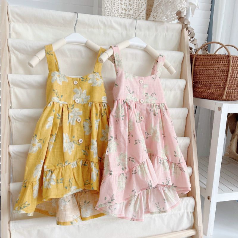 VÁY MAXI HAI DÂY CỘT ĐUÔI CÁ HỞ LƯNG CHO BÉ ĐI BIỂN CHO BÉ GÁI 1 ĐẾN 6 TUỔI