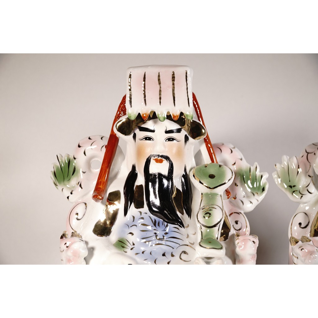 Bộ tượng Ngọc Hoàng và Thiên Hậu Nương Nương gốm sứ ngồi vẽ màu cao cấp - Cao 30cm