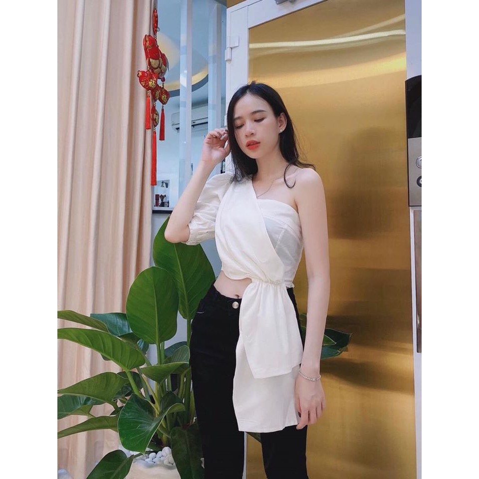 Áo Crop Lệch Vai Kiểu Thái Thần Thánh Siêu Đẹp
