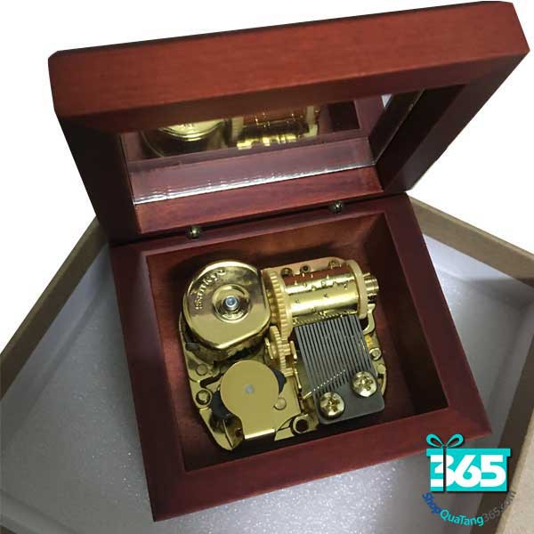 Hộp Nhạc Gỗ Sồi Sankyo Máy Màu Vàng , Hộp Nhạc Dây Cót, Phát Nhạc Gỗ Vàng - HNC01