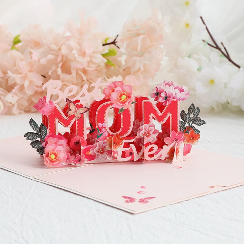 Thiệp Chúc Mừng Ngày Của Mẹ 3D Có Chữ I Love You Mom