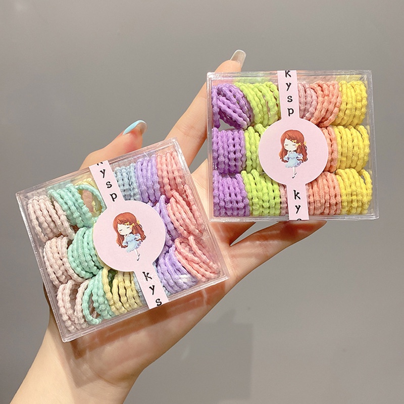 Set 60 / 90 Dây Buộc Tóc Cao Su Màu Kẹo Ngọt Không Đau Dễ Thương Cho Bé Gái