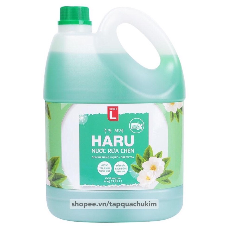 [TIẾT KIỆM MÙA CÔ VY] Nước rửa chén HARU 4KG hương CHANH không hại da tay chuẩn công nghệ Hàn Quốc - tapquachukim