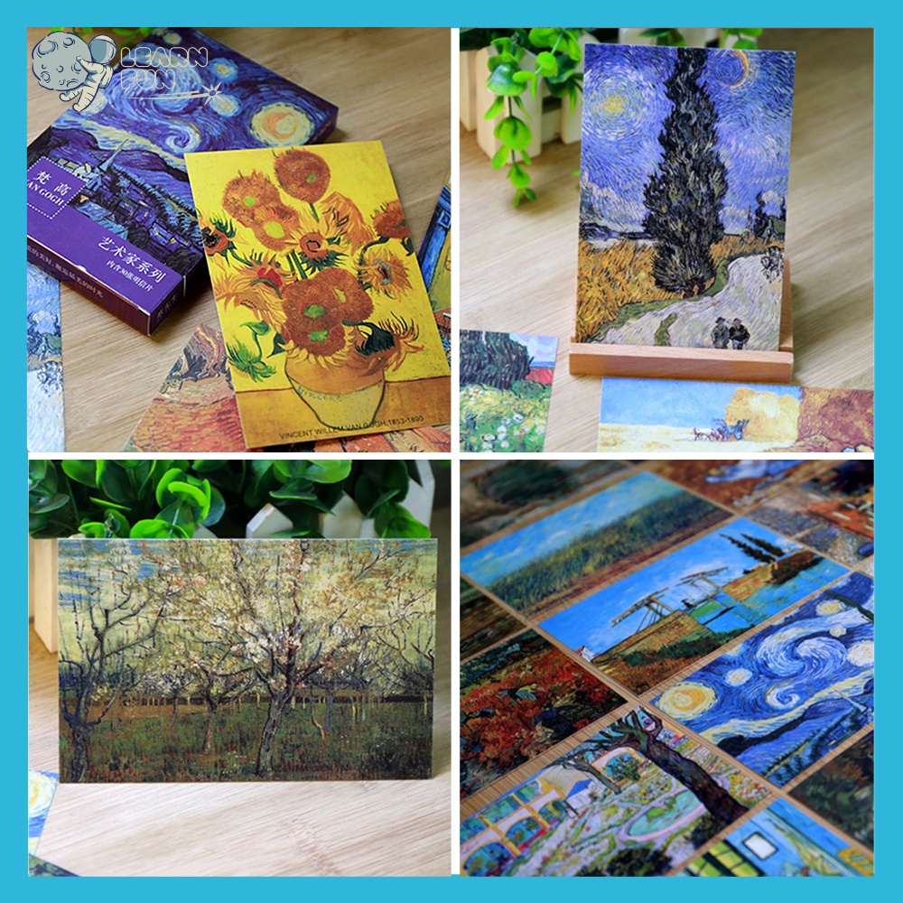 Bookmark Vintage Kẹp Sách Postcard Trang trí Cổ điển Van Gogh, Claude Monet, Studio Ghibli