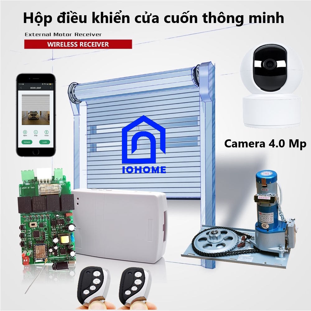 Camera AI thông minh 4.0Mp 2K kết nối Wifi băng tầng kép 5G, kết hợp camera mở cửa cuốn với bộ điều khiển V3.0, V4.0 RF