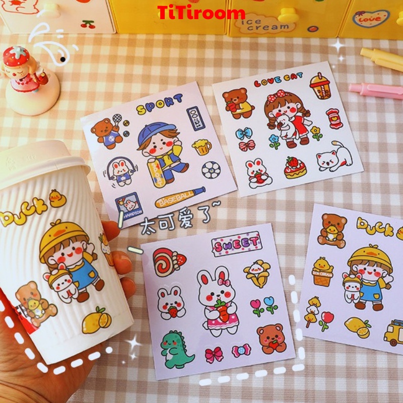 Sticker 2D 3D miếng dán nhãn siêu cute TiTiroom