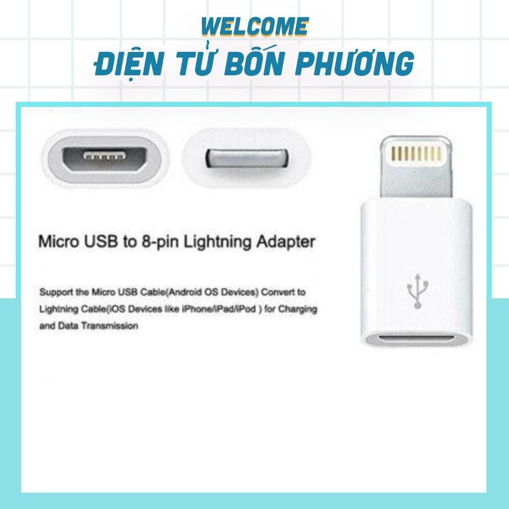 Cổng Chuyển MicroUSB Sang Lightning cho iPhone X/8/7/6 iPad Air Mini iPod