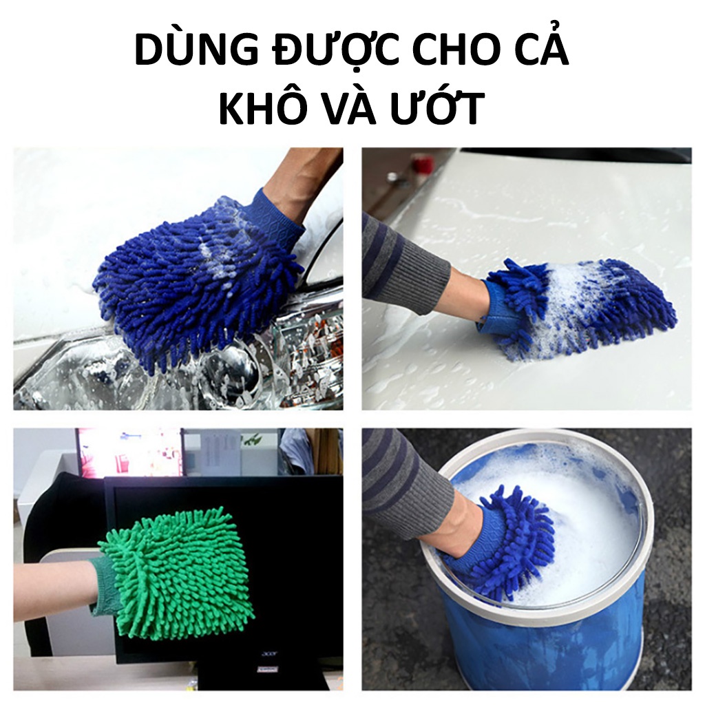 Găng Tay San Hô Rửa Xe Microfiber Siêu Mềm Mịn Tiện Dụng  - Phụ Kiện Ô Tô
