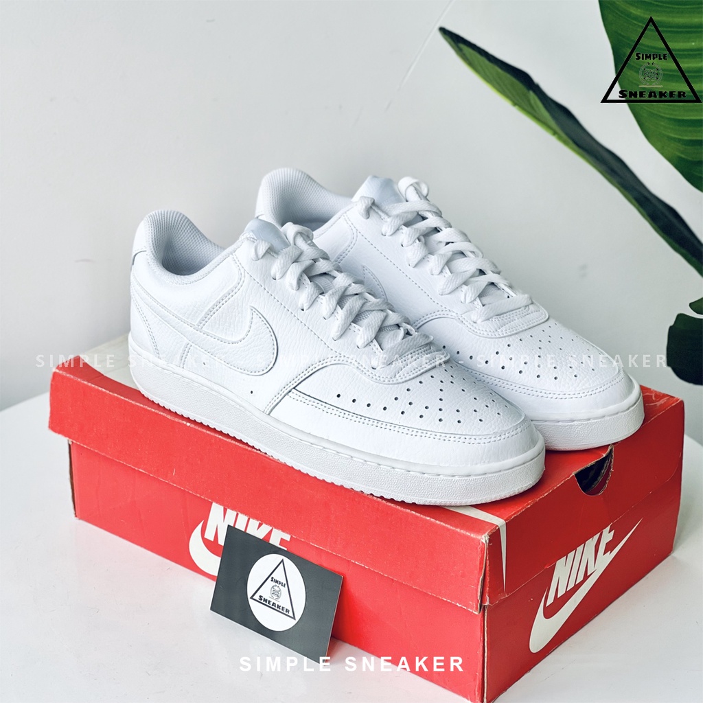 Giày Nữ Nike Court Vision Chính Hãng FREESHIP Nike Court Vision All White - Giày Sneaker Da Màu Trắng - Simple Sneaker