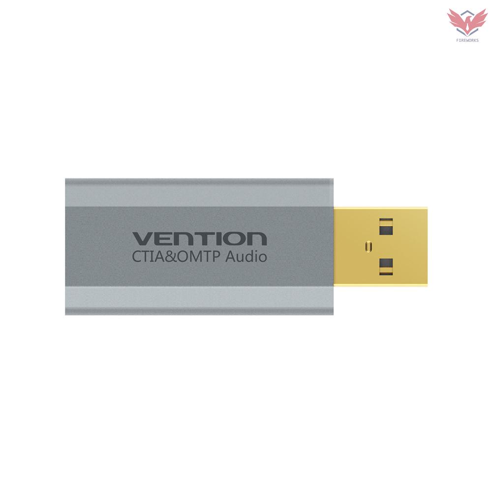 Fir VENTION USB External Sound Card with 3.5mm Interface 7.1 Channel Driver-free Replacement for PUGB PC Laptop PS4 Grey