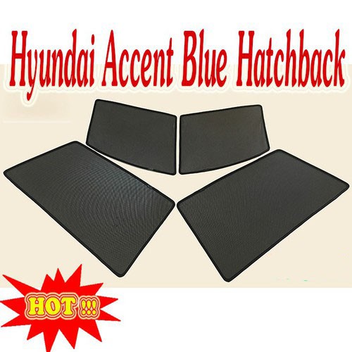 Rèm che nắng theo xe Accent, I10 Hatchback, I10 Sedan, Santafe, Avante, Elantra, Kona, Getz-bộ 4 tấm dính nam châm