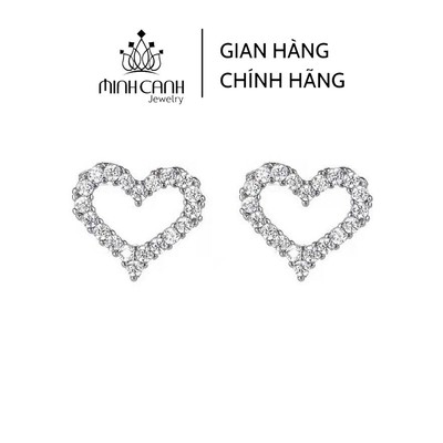 Bông Tai Bạc Hình Trái Tim Đá Tấm - Minh Canh Jewelry