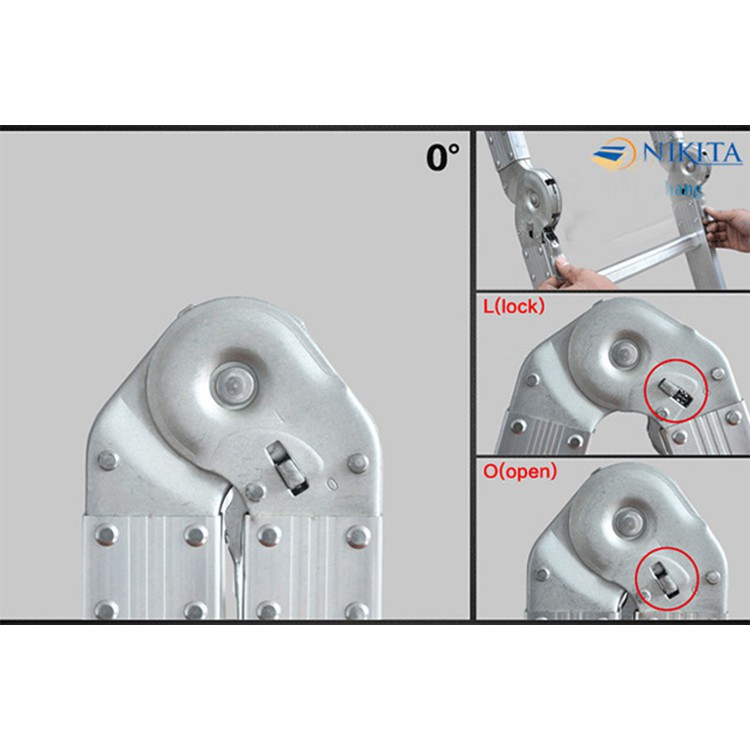 Thang nhôm gấp 4 đoạn Nikita chữ I: 4,7m; chữ A: 2.3m NIK44A