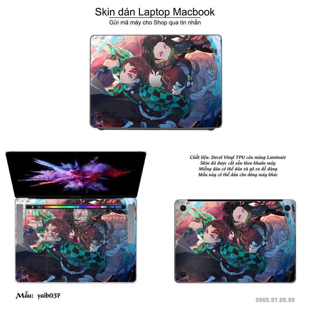 Skin dán Macbook mẫu Kimetsu No Yaiba (đã cắt sẵn, inbox mã máy cho shop)