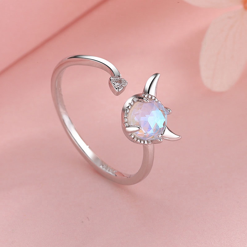 Nhẫn đính quý Moonstone Devil dễ thương chỉnh được cho nữ