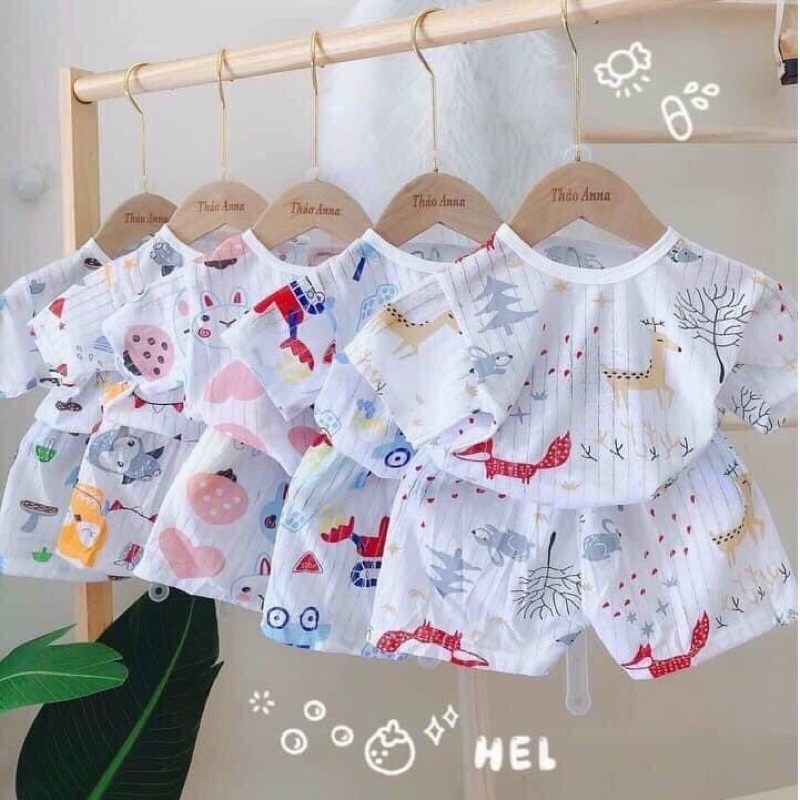 Bộ cotton giấy cộc tay cho bé dưới 3 tuổi