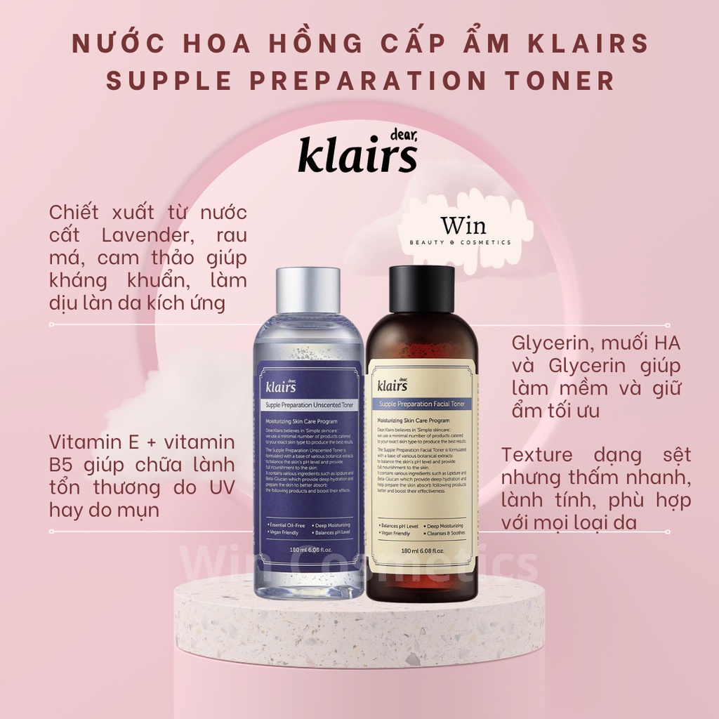 Nước Hoa Hồng Klairs Supple Preparation Toner 180ML