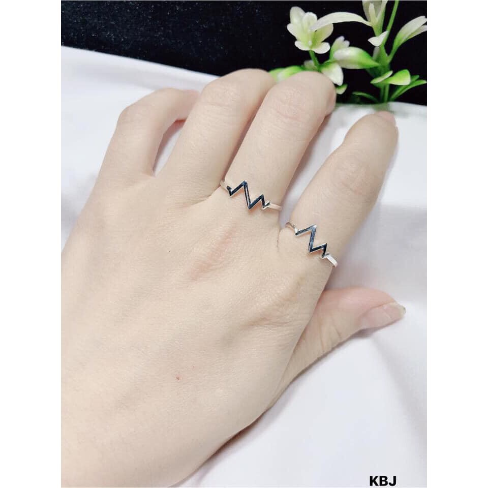 NHẪN NỮ BẠC TA NHỊP TIM DẠNG HỞ
