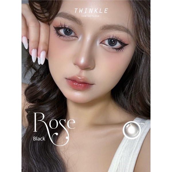 Kính áp tròng màu đen vân nhũ trăng khuyết Rose Black