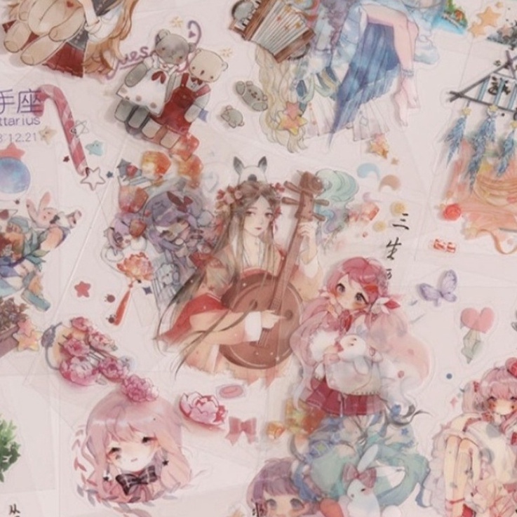 Lẻ 1 tấm sticker Anime Cổ Trang - Hiện Đại - Cung Hoàng Đạo - Phong Cảnh - Thú Cưng